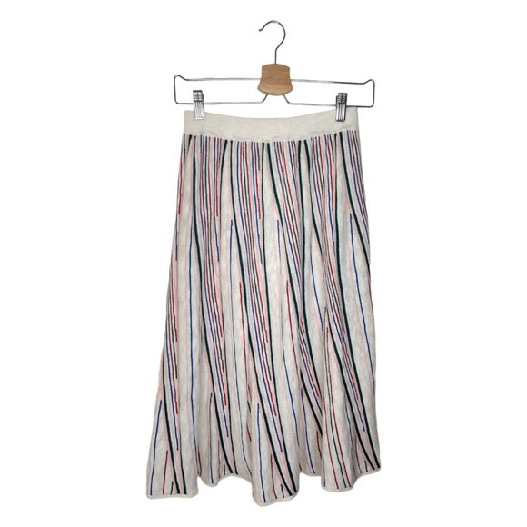 ASOS Co Ord Knitted Skirt in Stripe Cotton Linen Sweater Knit Size 4 - Picture 5 of 11